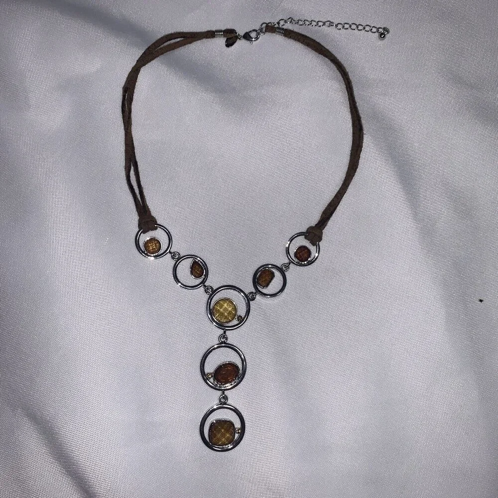 Lia Sophia Round Crystal Y-Drop Pendant Necklace 16" - Picture 1 of 9